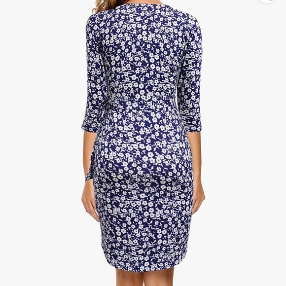 ⭐️berydress 3/4 Sleeve V-Neck Faux Wrap Floral Print Dress⭐️ - Picture 2 of 5